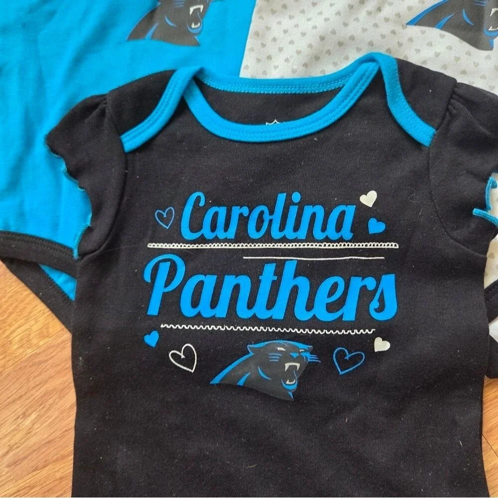 NFL Carolina Panthers Baby Girl Set 3pc Bodysuit 3-6M NEW
